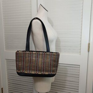 Monsac Original Bag Purse Woven Leather Handbag Neutral Tones